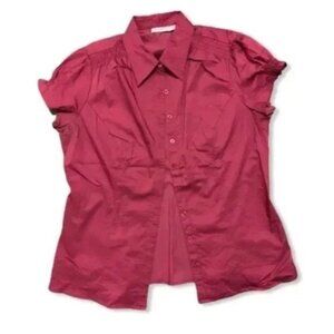Ricki’s burgundy pink cap sleeves button front top Size 12